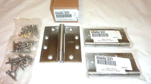 3 ives 3pb1 4.5&#034; x 4&#034; 630 3 knuckle plain full mortise hinges satin stainless for sale