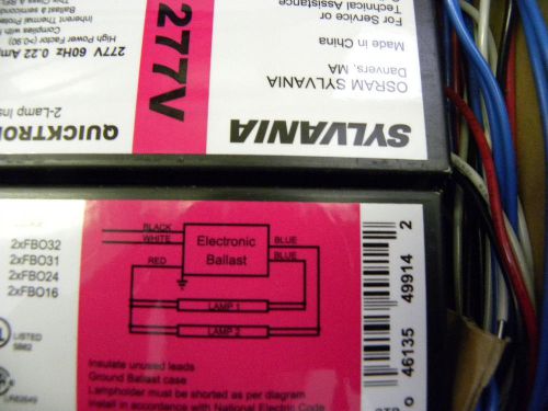 BALLAST 2 LAMP 32WATT/277V ELECTRONIC SYLVANIA QUICKTRONIC QT2X32/277IS 7 PCS