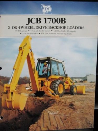 JCB 1700B BackHoe Loader 2WD Or 4WD - Specification Sheet / Sales Brochure VTG