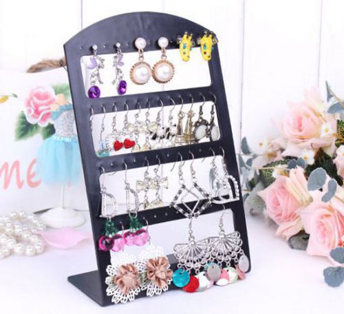 48 Holes Earring Jewelry Show Black Plastic Display Rack Stand Organizer Holder