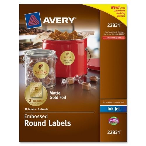 Avery promotional label - 2&#034; diameter -120/pack -circle - inkjet -gold for sale