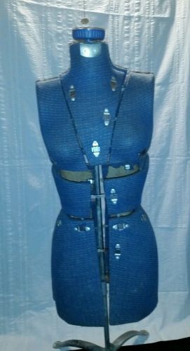 Vintage - Push Button - Adjustable - Dress Form - Blue - w/ Stand