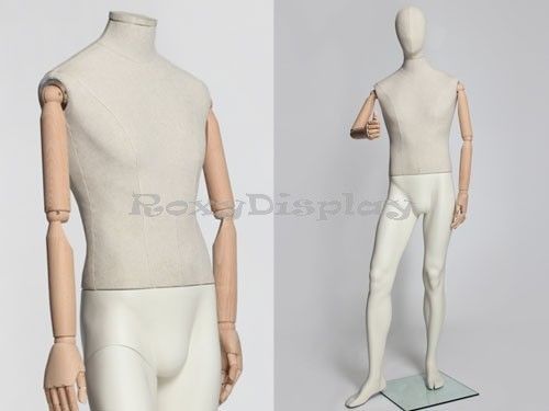 Fiberglass Male Egg Head Mannequin Dress Form Display With Linen cover #VIN22