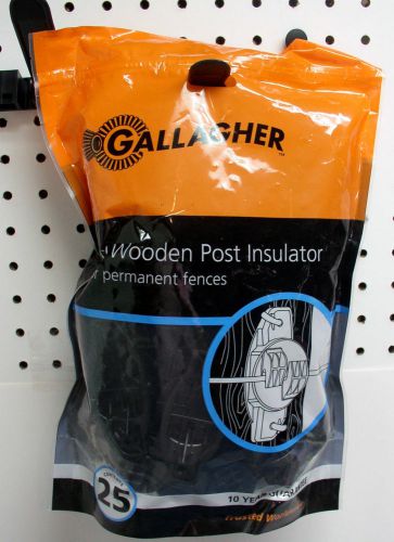 Gallagher 25 pack black w wooden wood post claw insulator for permanent fences for sale