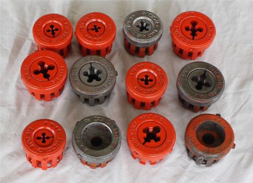 Vintage lot of 12 Ridgid 00-RB Pipe/ Bolt Threader Die and Head