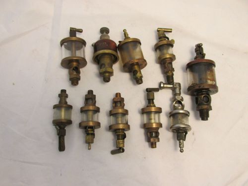 10 Antique Brass Oiler Hit Miss Engine Lot Lunkenheimer Gits Etc