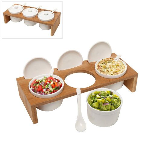 (3 Pcs) 3.5-Inch Ceramic Condiment Dip Sauce Ramekins Set w/ Lids &amp; Spoons on...