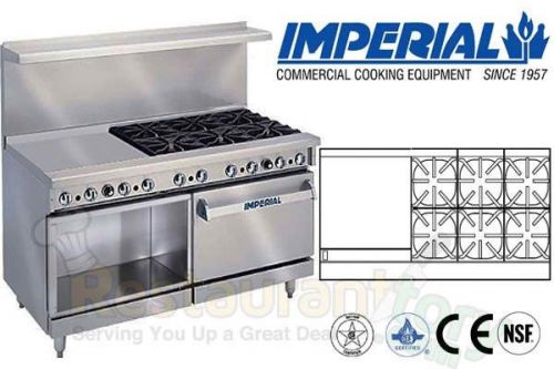 IMPERIAL COMM RESTAURANT RANGE 60&#034; W/ 24&#034; GRIDDLE OVEN NAT GAS IR-6-G24-XB