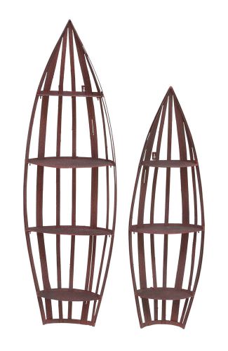 Harvey &amp; Haley Designed Metal Wall Boat Shelf in Bright Rusty Finish