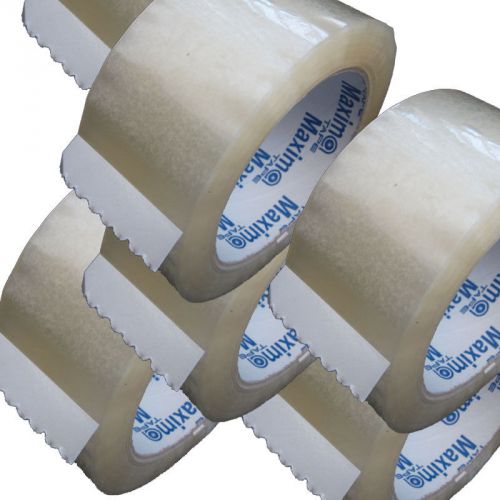 Lot of 6 rolls commercial grade packing, shipping tapes 3&#034; x110 yds clear 1.8mil for sale