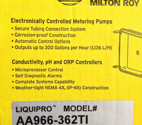 LMI MILTON ROY METERING PUMP AA96-362TI 7.6 LPH LIQUID METRONICS