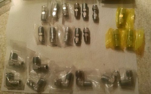 (22) new stainless steel tube fittings 1/4&#034; &amp; 3/8&#034; unions &amp; 90&#039;s for sale