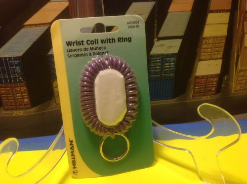 Wrist coil with key ring: - by hillman – color purple: new! just as purchased! for sale