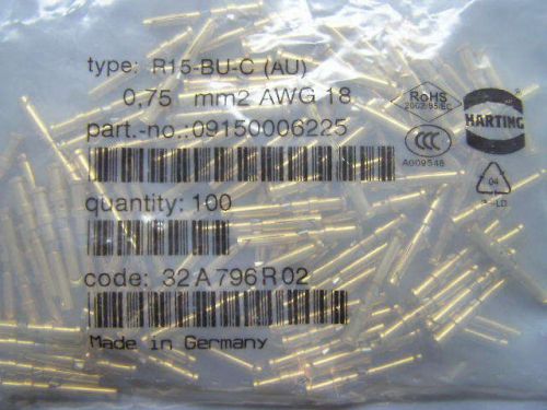 HARTING R15-BU-C (AU)  0,75  mm2 AWG 18 FEMALE CRIMP CONTACT 09150006225