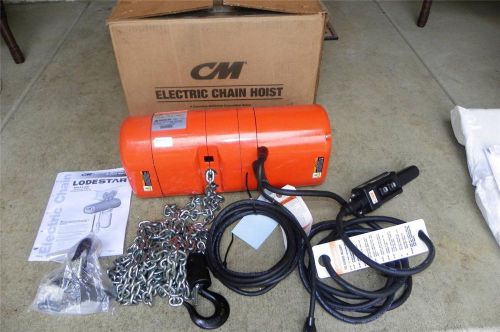 New cm lodestar electric chain hoist 1/2 ton 20ft lift 16fpm 1000lb voltage 115 for sale