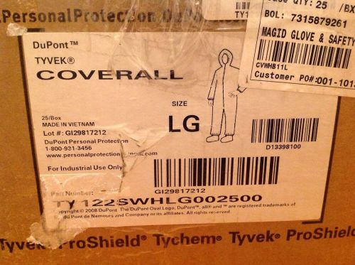 (25) Dupont Tyvek Coveralls LG White TY122SWHLG002500