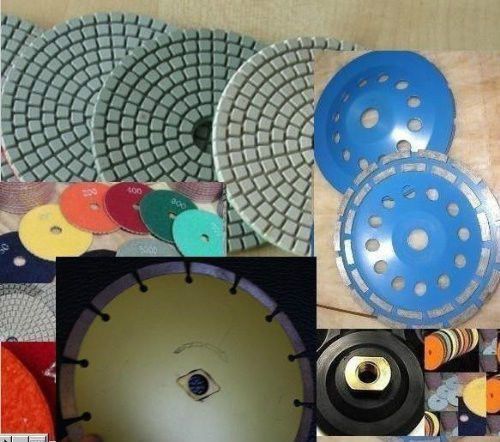 7&#034; diamond polishing pad 12 pc &amp; 3 grinding cup wheel 4 segment blade concrete for sale