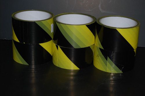 LOT OF 6 ROLLS BLACK/YELLOW Safety Warning Tape 60 ft x 2&#034; FREE SHIPPING