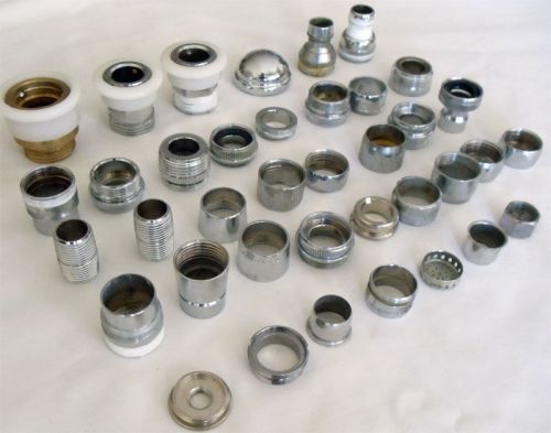 assorted lot of plumbing parts: washmachine connector, faucet adapters, coupling