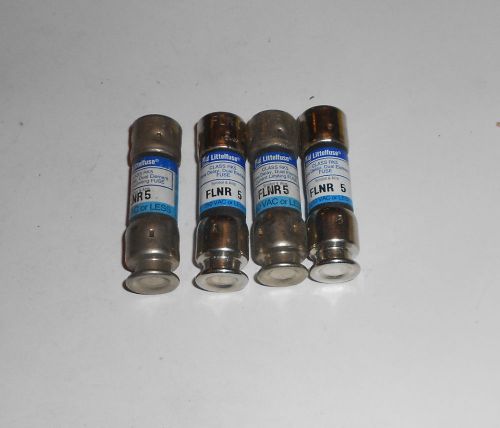 Lot Of 4 - Littelfuse FLNR-5 FLNR5 Time Delay Fuse 5A 250V ChromeTop