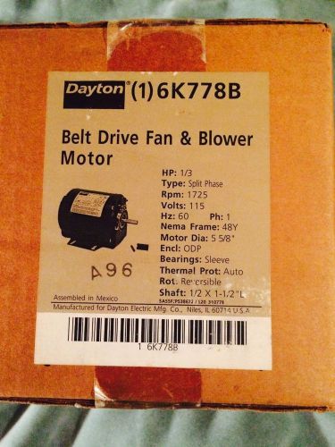 Dayton 6k778b belt drive fan &amp; blower moter for sale