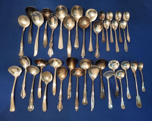 Vintage Silver Plated Silverware Flatware Craft Lot 36 Assrtd Cream/Sauce Ladles