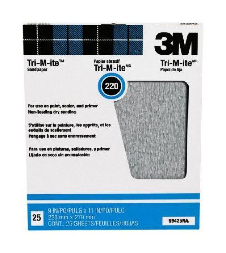 3M 88610NA Pro-Pak Tri-M-ite Fre-Cut Sanding Sheets, 220A-Grit, 9-in by 11-in,