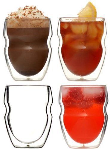 NEW Ozeri Serafino Double Wall Insulated Beverage Glasses - 8-Oz - Set of 4