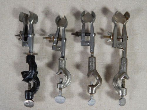 4 vintage lab test tube clamps cast alloy chemistry lab industrial for sale