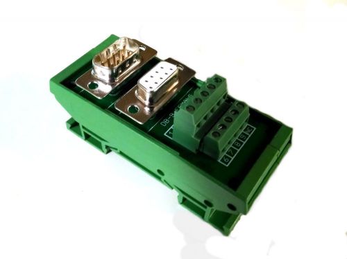 New DB9 D Sub Din Rail Mount Breakout Board Male / Female Connectors Serial CNC