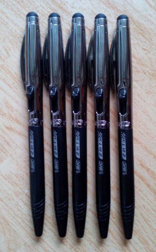 New original 5 X BIC 2IN1 STYLUS silver metallic black ball pen all touch screen