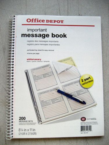 NEW Office Depot Message Slips 158-310, 200 sets, 2-part carbonless, spiralbound