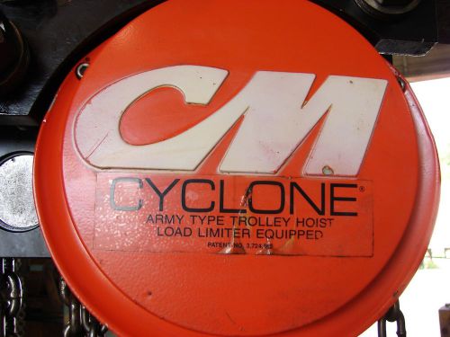 Hoist-CM Cyclone 6T Army Type Geared Trolley Hoist 4550 20&#039; Lift