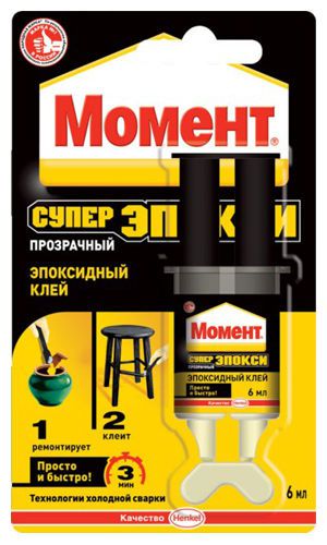 Epoxy transparent glue &#034;Moment Super Epoxy&#034; two-component in one syringe 6 ml