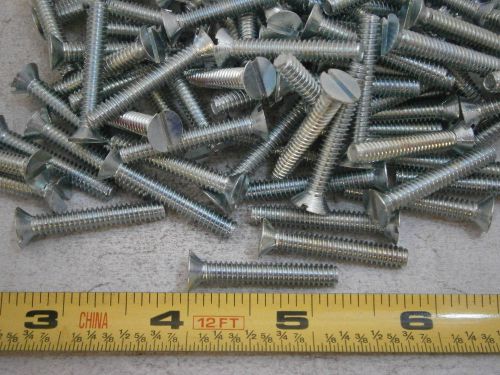 Machine Screw #10/24 x 1-1/4&#034; Long Slotted Flat Head Steel Zinc Lot of 100 #5036