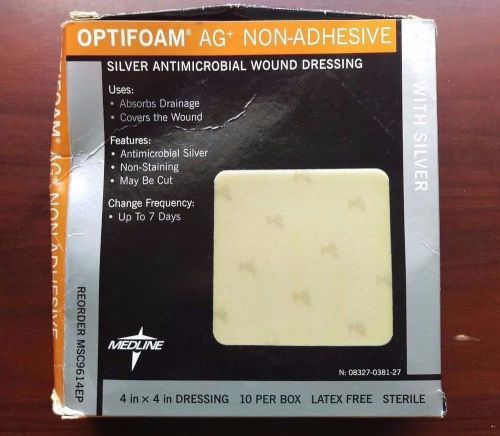 Open Box of 6 MEDLINE Optifoam AG+ Silver Wound Dressing 4&#034;x4&#034; #MSC9614EP