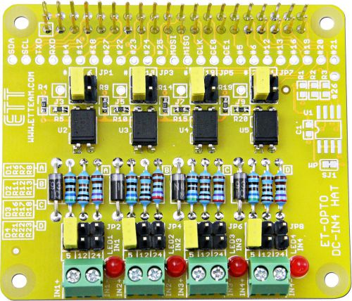 Opto DC-IN4 Hat Shield Raspberry Pi Model A+, Model B+, 2 Model B and 3 Model B