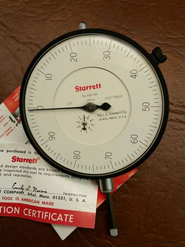 Starrett 656-441 Jeweled Dial Indicator 1.000&#034; Range/.001&#034; Grad  3 1/2&#034; Dial NEW