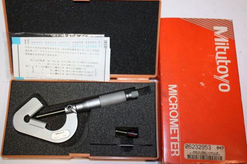 Mitutoyo 114-202 .090&#034;-1&#034;X .0001&#034; V-Anvil Micrometer Ratche Carbide Tipped Anvil