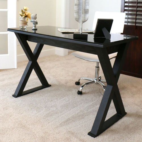 48&#034; Black Glass Computer Desk