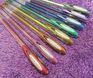 8x Uni ball SIGNO UM-120 NM Pen SuperInk Noble Metallic Color Silver Gold 0.8 mm