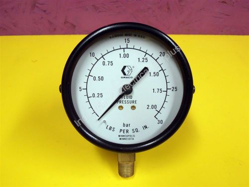 GRACO Fluid Pressure Gauge 0-30 LBS. PSI - 1/4&#034; NPT Brass Bottom Mount