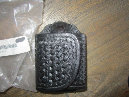 Aker Black Basket Weave Large Pager Type Holder Velcro Belt Loop Police New