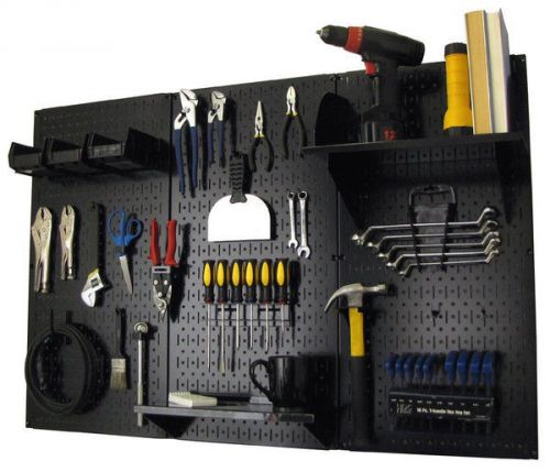 Wall Control 4&#039; Metal Pegboard Tool Organizer Kit w/Accessories - Black/Black