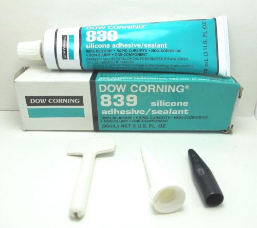 Dow corning 839 100% silicone adhesive sealant 3.0 oz tube rapid cure rtv new for sale