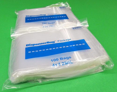 4x4 ZIP LOCK BAGS 200 Pcs RELOC ZIPPIT CLEAR POLY SQUARE BAGGIES 2MIL 4&#034;x4&#034; BAGS