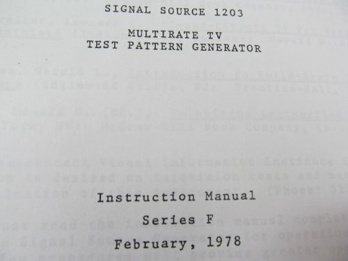 Visual Information Institute 1203 Multirate TV Test Patt Gen Oper/Serv Man copy