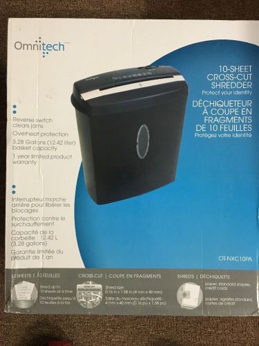 NEW! Omnitech 10-Sheet Cross-Cut Shredder (OT-NXC10PA,Auto Start/Stop, 3.28 Gal)