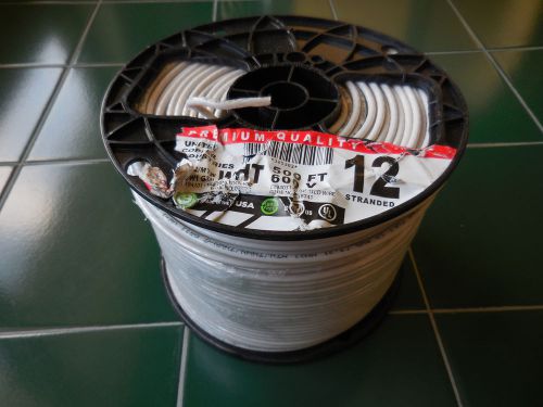 NEW 500&#039; AWG 12 THHN WHITE STRANDED COPPER WIRE 600V 90C UNITED COPPER 325363