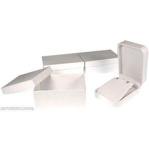 Pendant Earring Box White Faux Leather Showcase Display